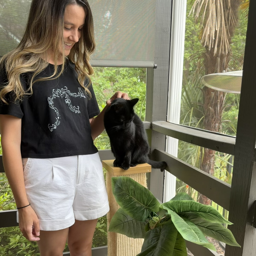 Aquarius Cat Constellation Crop Top