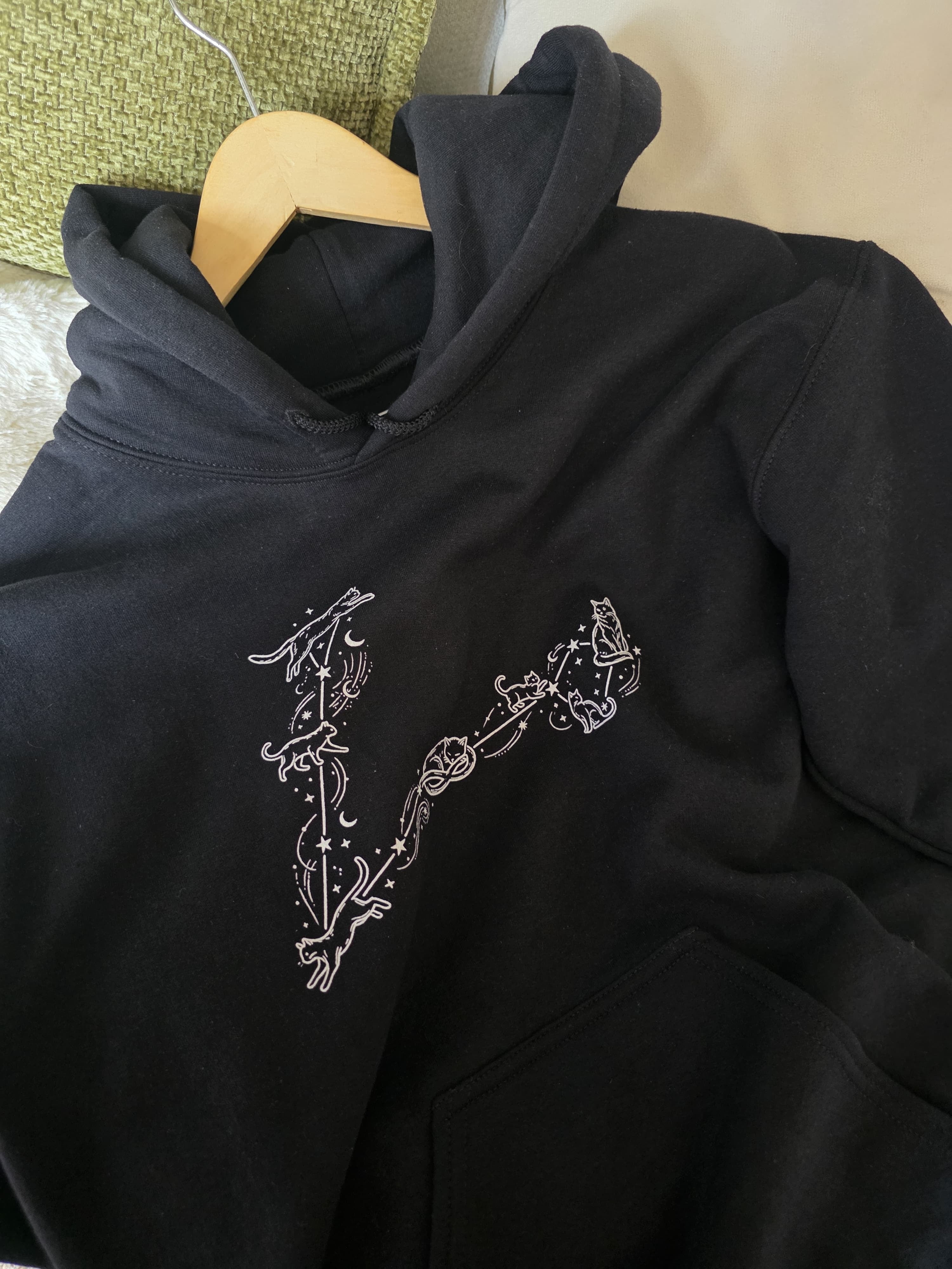 Pisces Constellation Cat Hoodie – Cozy Zodiac Moon & Stars Sweatshirt