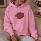 Pink Cat Celestial Moon and Stars Hoodie Embroidered