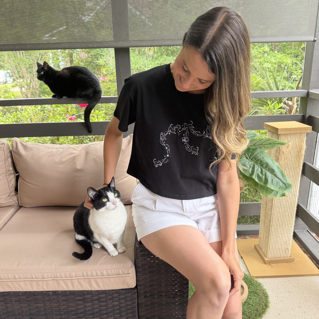 Aquarius Cat Constellation Crop Top