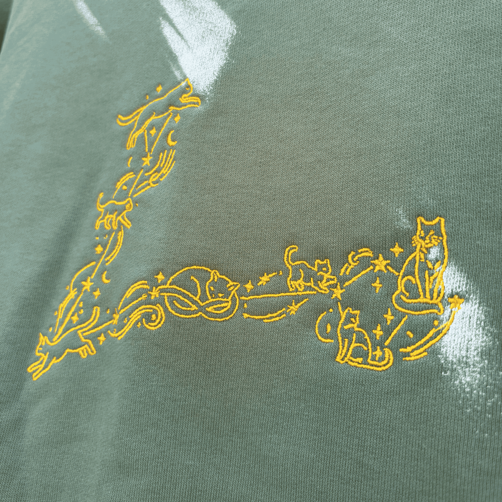 Gold Embroidered Pisces Constellation Cat Sweater