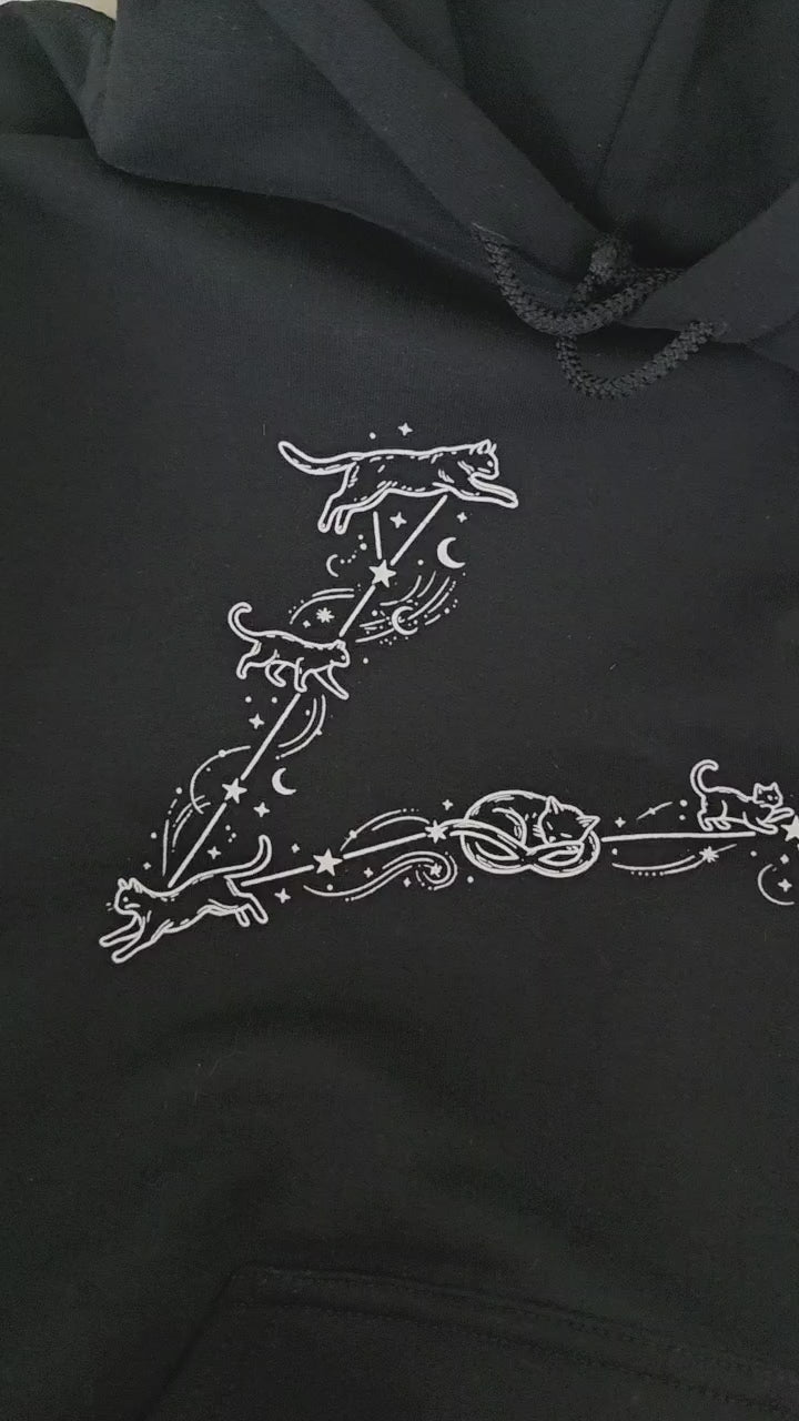 Pisces Constellation Cat Hoodie – Cozy Zodiac Moon & Stars Sweatshirt