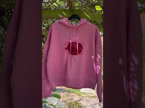 Pink Cat Celestial Moon and Stars Hoodie Embroidered