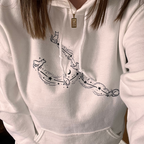 Taurus Constellation Cat Hoodie in White – Cozy Zodiac Moon & Stars Sweatshirt